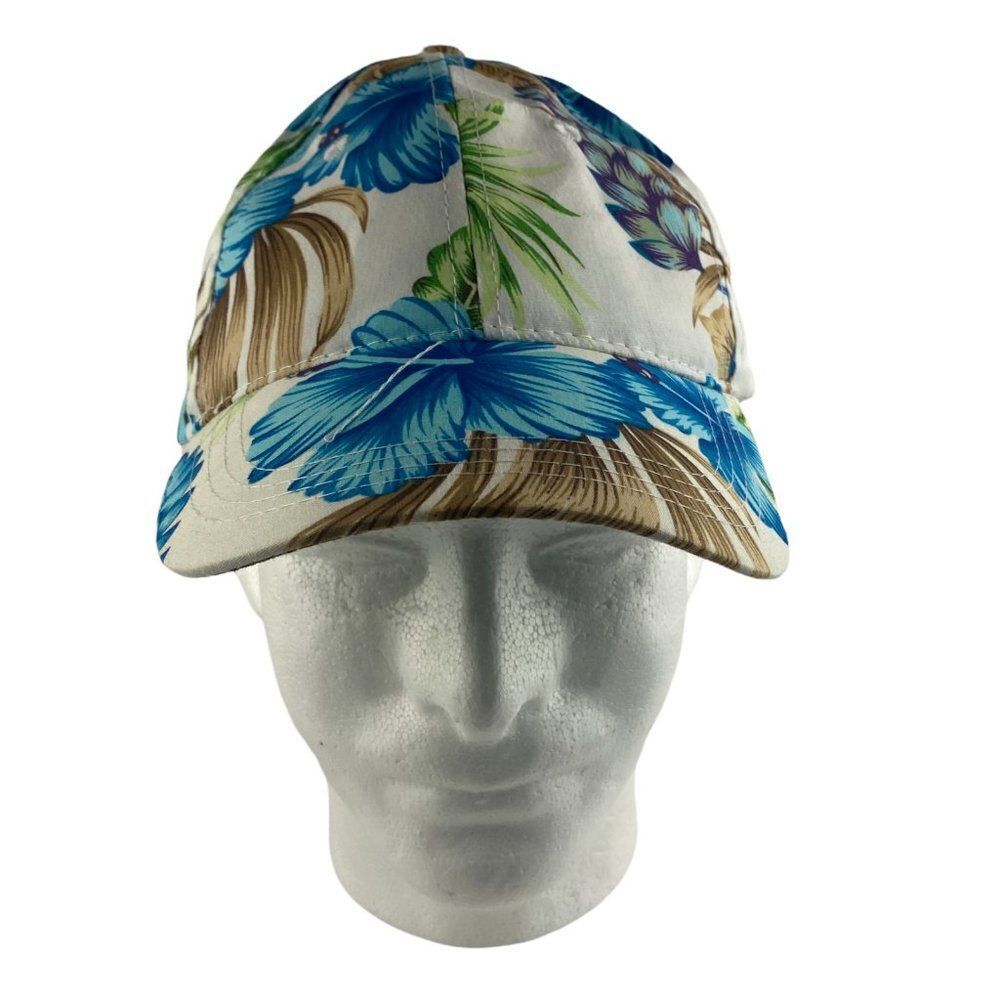 Hawaiian Tropical Unisex White Blue Floral All Over Print Baseball  Hat Cap OS